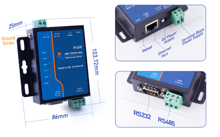 USR-TCP232-410S — Modbus Serial to Ethernet Converter - Image 4